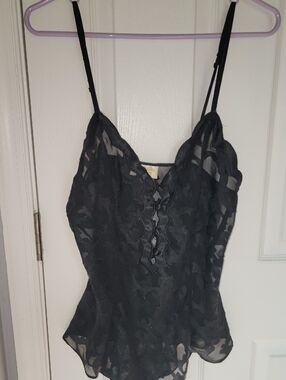 Victoria's Secret Vintage Black Sheer Lace Camisole